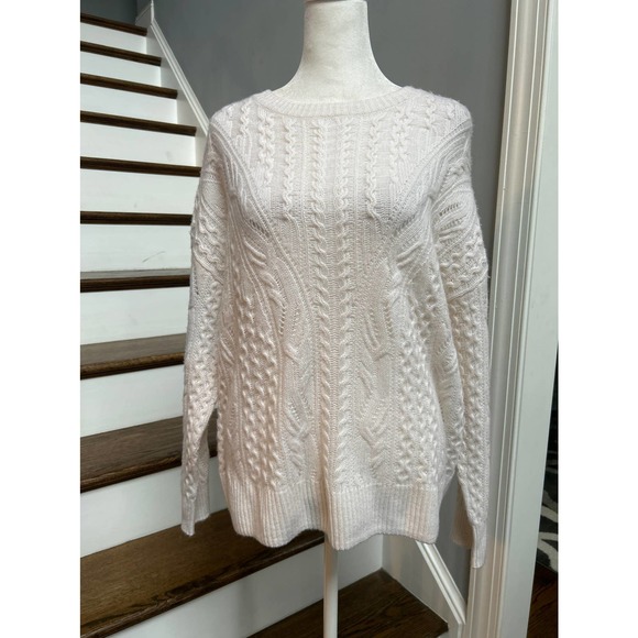Magaschoni Sweaters - Womans 100% Cashmere ivory Magasconi Cable Pullover sweater NWT $349